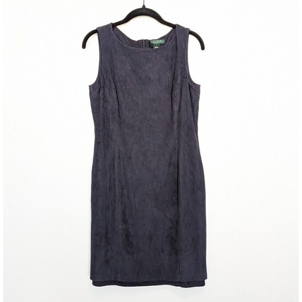 Lauren Ralph Lauren Dress Womens 10 Navy Blue‎ Suede Lined Sleeveless Mature